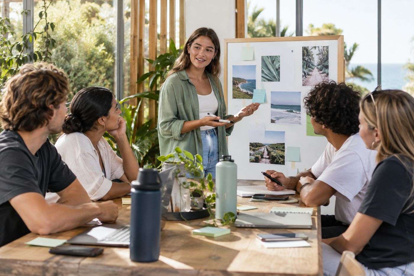 A Business Spark learner presenting ideas in a small-cohort workshop